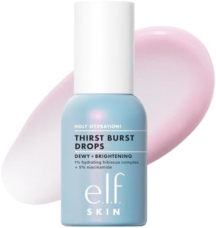 e.l.f. Holy Hydration! Thirst Burst Drops, Gel Serum Drops, For a Dewy, Plump Complexion, Non-Greasy Feel, With Hyaluronic Acid & 5% Niacinamide, Vegan & Cruelty-Free
