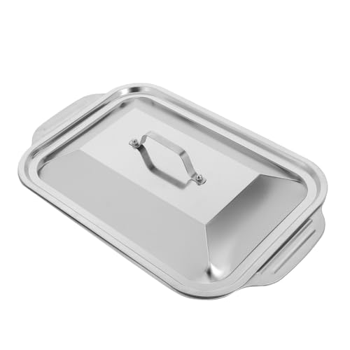 Toyvian Bandeja Horno Acero Inoxidable Profunda con Tapa Molde Rectangular para Hornear y Asar Anti-derrames para Barbacoas y Reuniones Familiares