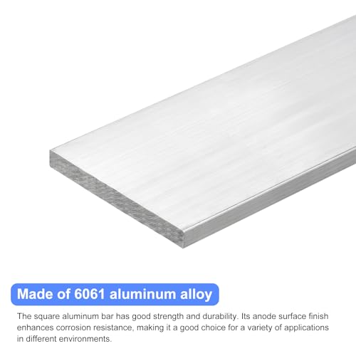 Image of uxcell Square Aluminum Flat Bar, 5 /16 inch Thick 3.1 inch Width 10 inch Length Square Aluminum Bar 6061 Aluminum Flat Plate, 8 x 80 x 254mm T6511 Solid New Mill Stock for Industrial Building