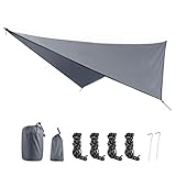 TRIWONDER タープ 天幕 防水軽量 グランドシート ソロタープ キャンプ テント ピクニック マット フライシート サンシェルター 収納袋付き (グレー+アクセサリー)
