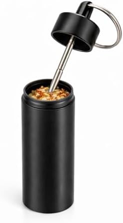 Superfine Kitchen Seasoning Holder | Compact Spice Metal Container Bottle | Coarse to Fine Salt Pepper Jar - Black Aluminum Seasoning Canister for Cooking & Dining - 2