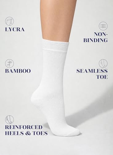 Image of Hugh Ugoli Women's Thin Soft Rayon Derived from Bamboo Crew Socks for Dress, Trouser, Seamless Toe & Non-Binding, 5-8 /9-11
