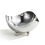 KiBcsLic Ensalara con Patas Ondulado Acero Inoxidable Elegante Recipientes Acero Inoxidable para Anfitrionas, Restaurantes, Buffet, Cocina, Fiestas, Plateado, Grande