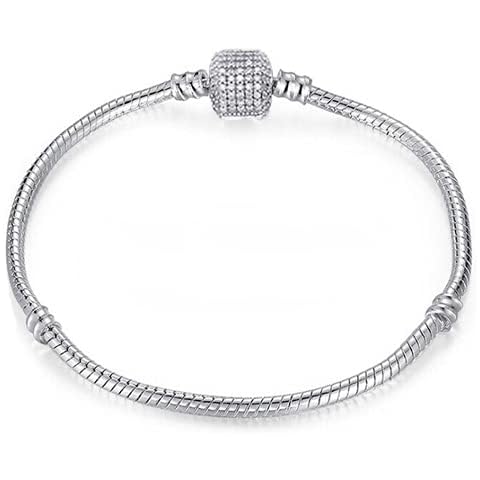 2Burned Silver Plated Charm Bracelet, European Snake Chain, Fits Pandora/Troll/Biagi Style Silver Charms (21 cm) Cover
