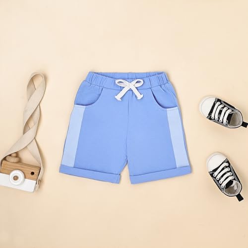 Image of FOCUTEBB Toddler Boy Clothes Summer Patchwork T-Shirt Shorts 2Pc Set 12M-5T