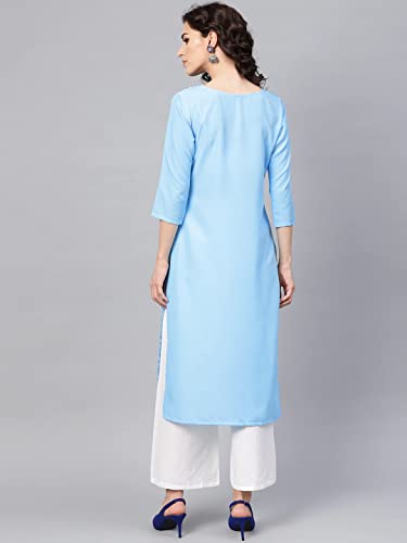 Image of Vaamsi Women's Crepe A-Line Kurta (VPK1704E M Blue)