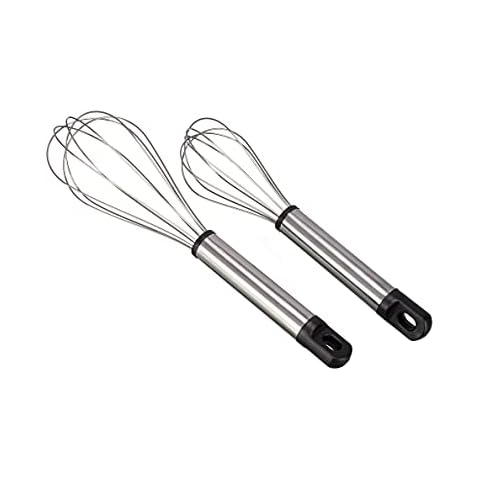 WisyLLC Set of 2 Whisk Set Stainless Steel,Wire Whisk,Balloon Whisk, Egg and Milk Frother Kitchen Utensils for Whisking and Blending Cover