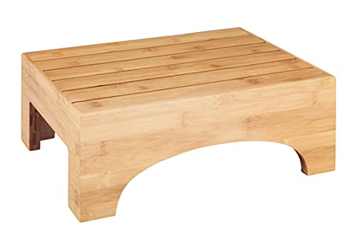 Wenko Tabouret de Salle de Bain Bambusa, escabeau aux Belles Formes en Bambou, Aide d'accès à la Baignoire,dans la Cuisine, Tabouret pour Plantes, 40x15x30 cm, Nature