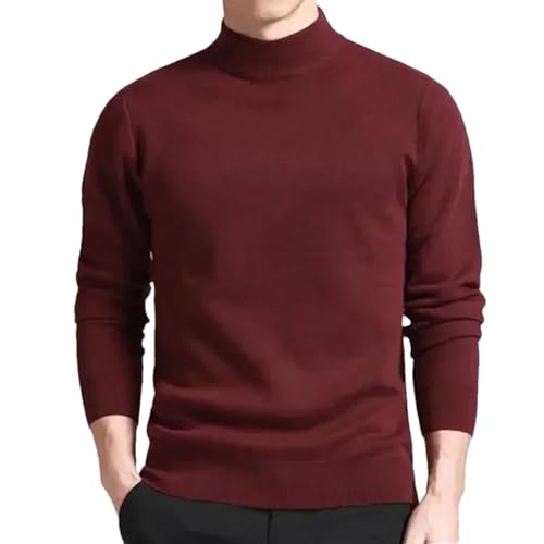 Men's Half-High Neck Solid Long-Sleeved Sweater Casual Knitwear Jumpers