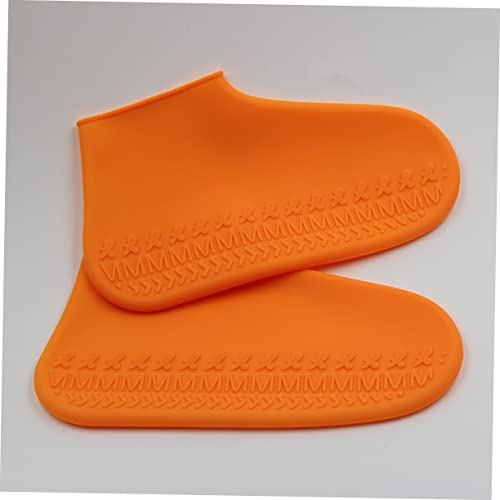 HANABASS 1 par de botas de lluvia para niños cubiertas de zapatos de lluvia de silicona talla M color naranja miniatura 3