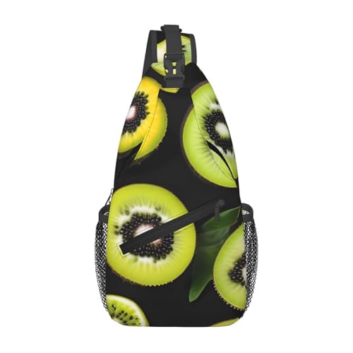 Sac à bandoulière homme et femme, grand sac de poitrine croisé spacieux, imprimé kiwi