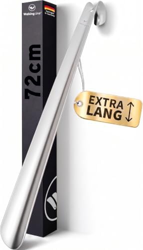 Walking Line® Premium Schuhlöffel Lang 72cm [EXTRA LANG] aus Gebürstetem Edelstahl - Schuhanzieher Lang Metall, Schuhlöffel Metall Lang, Shoe Horn, Langer Schuhlöffel, Shoehorn