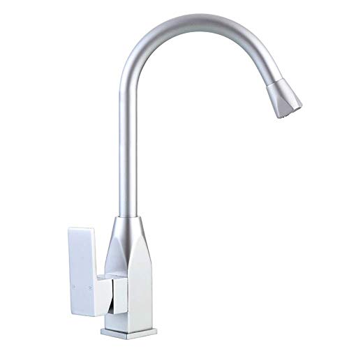 Grifo de cocina monomando de 360 grados con caño alto giratorio para fregadero de aluminio