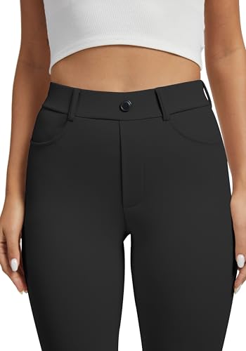 VIMPEP Women’s Stretchy Yoga Dress Pants High Rise Straight Leg with Pockets Casual Petite/Regular 12022