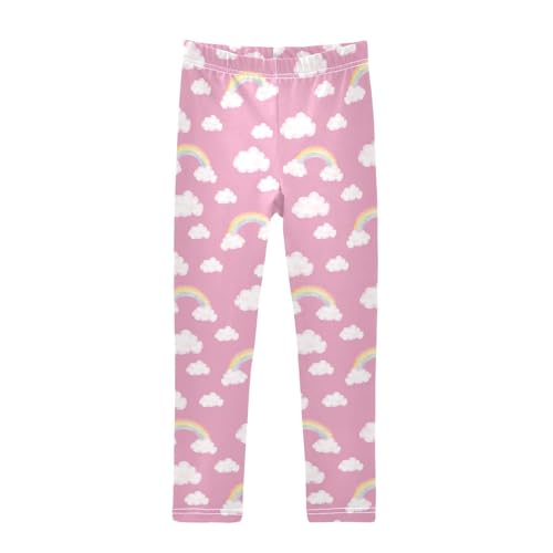 Pink Rainbow Girls Leggings,Workout Leggings for Girls Toddler Athletic Legging Size for 3-10T