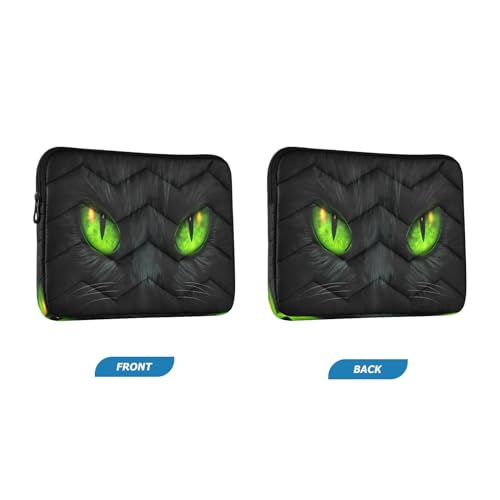 Funda para portátil de 13-14 pulgadas con diseño de ojos verdes de gato miniatura 2