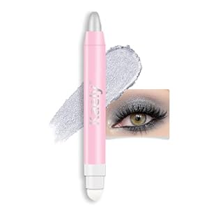Kaely 2in1 Cream Eye Shadow Brightener Sticks for Eyes, Pencil Eyeshadow Applicator Stick Waterproof Pigmented, Eye Shadow Palette Highlighter Makeup, sombras para ojos, 16 Silver