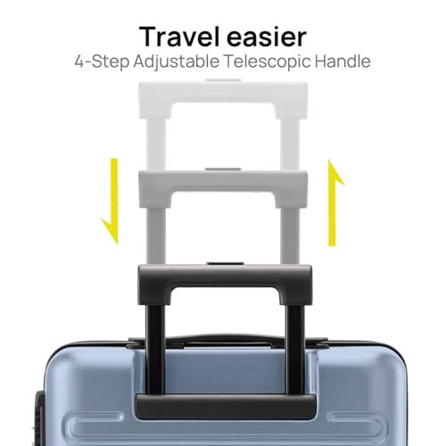 Image of NINETYGO Medium Checked Luggage 24 Inch, Checking In Luggage with Smooth Double Spinner Wheels, Hard Shell PC+ABS Suitcase, Lightweight Travel Luggage, TSA Approved (Blue, Andes)