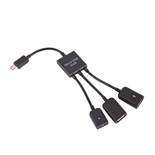 Triamisu 3 in 1 Micro USB HUB Male to Female Double USB 2.0 Host OTG Adapter Cable For Smartphone Computer Tablet 3 Port -Black