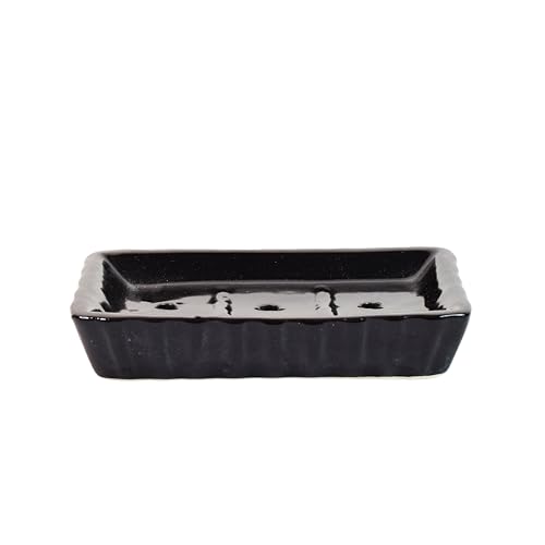 Image of Ceramic Bathroom Accessories Set for Utility and Bathroom Decor | Liquid Soap Dispenser, soap Tray, Toothbrush Holder (Exclusive Bathroom Set) (Black)