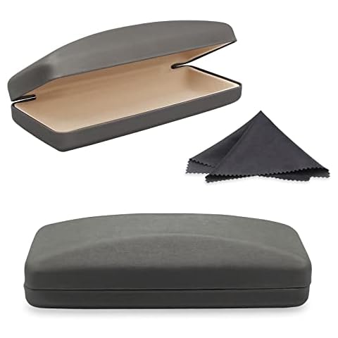 SMARTTOP Hard Shell Eyeglass Case- Sunglasses Glasses Case With Cleaning Cloth,Portable PU leather Eye Glass Carry Case (Grey) Cover