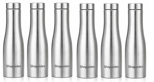 Image of Water Bottle Quality Hi-Rise Stainless Steel Single Wall 1000ML, Fridge Water Bottle |BPA Free | single wall Leak-Proof, Best for School /Office /Home /College /running (pack 6)