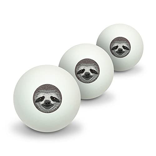 GRAPHICS & MORE Cute Sloth Face Novelty Table Tennis Ping Pong Ball 3 Pack