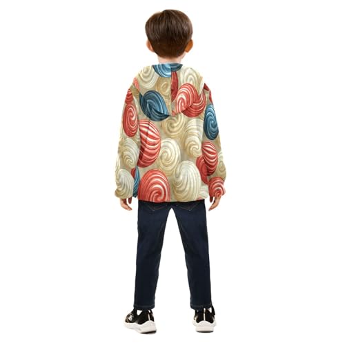 Colorful Swirls on Background Toddler Fleece Jacket Girl Boys Hooded Fleece Jacket Coat Warm Outwear Zip-up 3-10T4