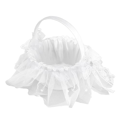 Cesta de Niña de Flores Blanca, Cesta de Niña de Flores de Boda, Cuentas Clásicas y Encantadoras, Decoración de Flores Tradicional