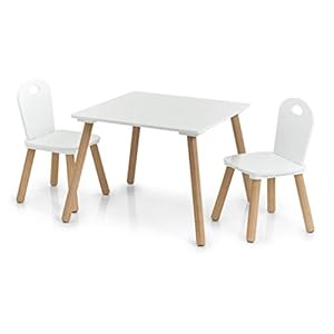 Zeller Kinder-Sitzgarnitur Scandi, 3-TLG, Holz, Tisch: 55x55x43,  cm Stuhl: 28x28x50 cm 13501