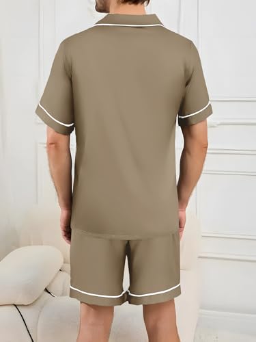 Men's Pajamas Short Sleeve Button Up Top and Shorts Soft Lounge Set Nightwear2