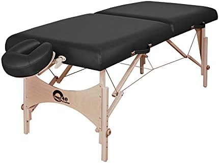 OAKWORKS ONE Portable Massage Table, Package, Professional Massage Bed W/Quicklock Platform, Aerocel Face Rest, Spa Level Comfort, Adjustable 24”-34” H, USA Made (Coal)