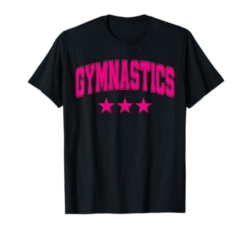 Texto clásico retro universitario de Gymnastics All Pink Stars Camiseta