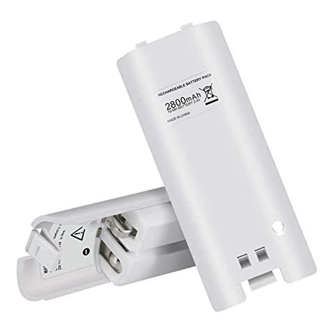 TKOOFN 2 x Rechargeable AA Batteries for Nin-tendo Wii Remote Controller, Ultra High Capacity Batteries Perfect for Replacement (2 Pieces, White) Cover