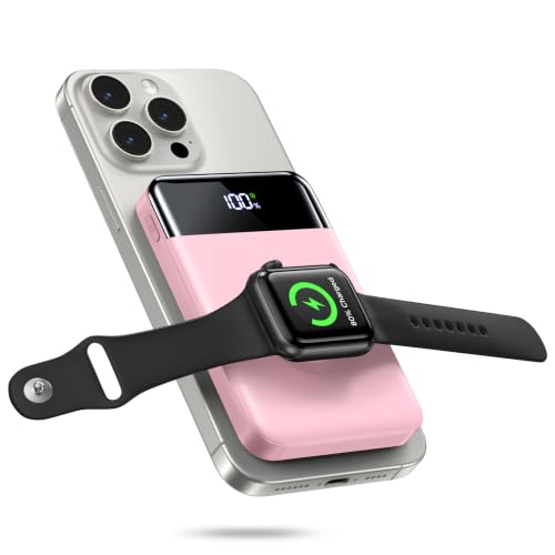 Image of for Magsafe Portable Charger, 10000mAh USB-C 22.5W Power Bank, Pastel Pink | Travel Essentials, Wireless Magnetic Battery Pack, Fast Charging, Compatible with iPhone 17 /16 /15 /14, Apple Watch Ultra /11 /10
