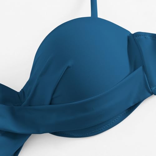 Bikini Sets for Women 2025 Push up Mid Rise 2 Piece Bathing Suit Solid Ruched Adjustable Straps Summer Beach Swimsuit4