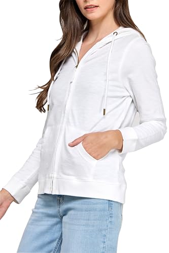GREEN VOYAGE Women's GOTS Certified 100% Organic Cotton Lightweight Slub Sweatshirts Zip Up Hoodies Jacket with Pocket4