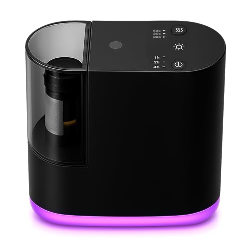 ALMA® Difusor de Aceites Esenciales Sin Agua - Portátil y Recargable USB-C - Tecnología de Difusión en Frío - 3 Modos de Bruma - Compatible con Botellas DIN18mm de 5-50ml - Batería de 2500mAh (Black)