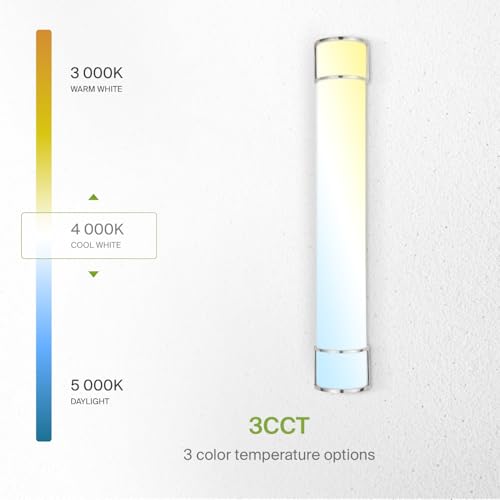 Image of ASD LED 36 inch Vanity Flush Mount Light Fixture, Linear Bathroom Lighting Bar | 3CCT, Dimmable, Energy Star, ETL Listed | 30W 2650LM 3000-5000K 120V | Long Tube Bath Wall Sconce Over Mirror | Nickel