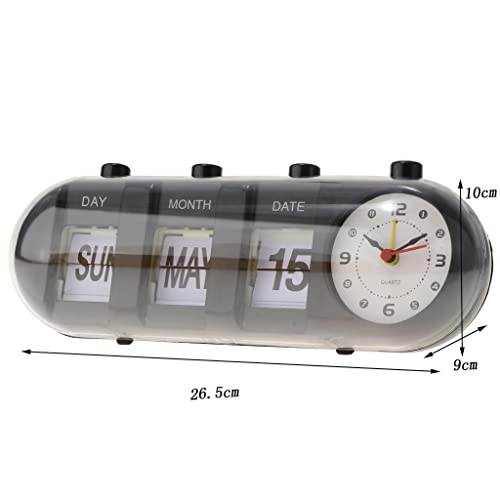 Image of MYADDICTION Plastic Creative Digital Manual Flip Down Clock Desk Stand Page Quartz Clock Black Home & Garden | Home D?cor | Clocks | Alarm Clocks, 26.5 x 9 Cm