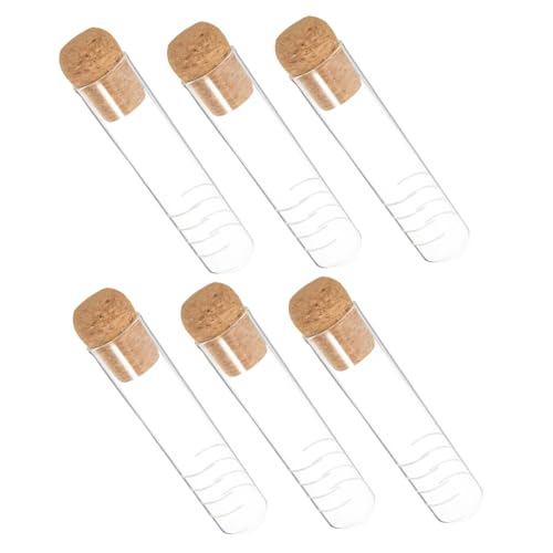 TIDTALEO 6 piezas Infusores de Té de Vidrio Transparente con Filtro de Largas y Tapón de Corcho Reutilizables para Tazas y Teteras Casa y Oficina Control de Infusión