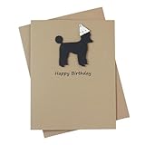 Poodle Birthday Card | Handmade Black Dog Birthday Greeting Card | Party Hat | Pet Birthday | Toy Miniature Standard | Sporting Clip
