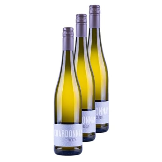 Nehrbaß - “Chardonnay 2018” - Weißwein trocken 3 x á 0,75 Liter - Qualitätswein - Vegan - Aus Deutschland (Rheinhessen) - mit Schraubverschluss