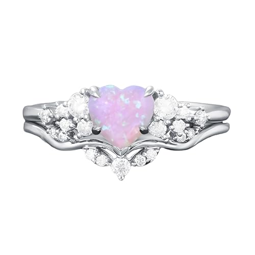 1 Carat Heart-shaped Gemstone Engagement Ring Set for Women, 10K/14K/18K Gold Cluster Rings with Diamond Vintage Bridal Wedding Promise Ring Sets Gift for Wife Mom Nana