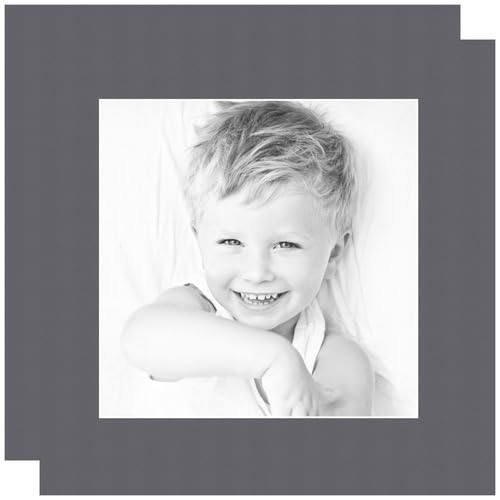 9x9 Granite/Mountain Grey Custom Mat for Picture Frame with 5x5 Opening Size (Mat Only, Frame NOT Included) - 2 Pack