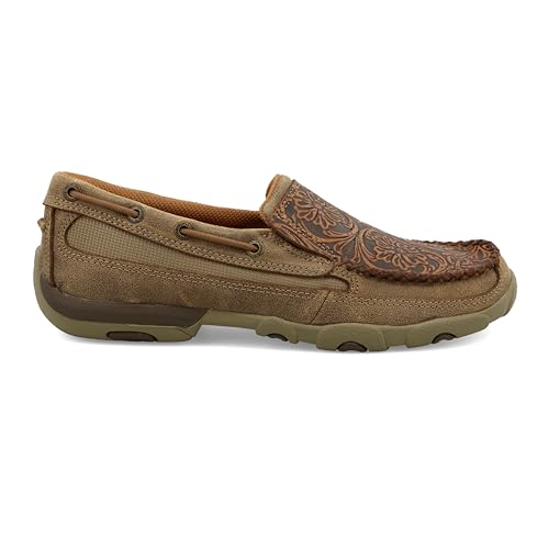Image of Twisted X Women's Slip-On Driving Moc, Moc Toe, Bomber & Tooled Brown, 10 M
