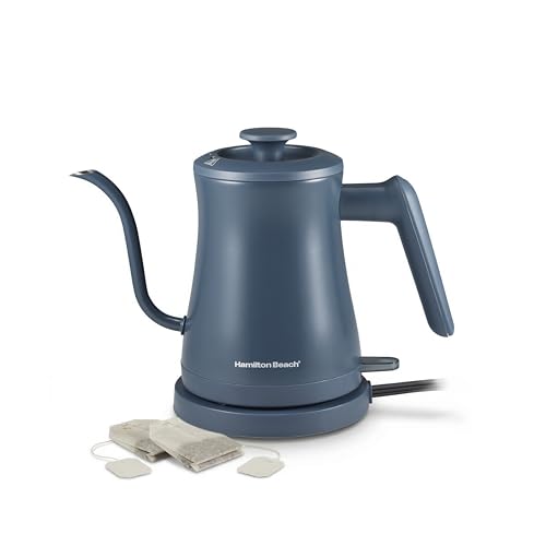 Image of Hamilton Beach Compact 20 oz. / 0.6 Liter Gooseneck Electric Kettle | Boiling Water, Pour Over Coffee, Tea | 1200 Watts | Auto Shutoff | Stainless Steel BPA-Free Interior | Kitchen Makeover Blue