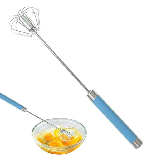Batidora de huevos, batidora de huevos, batidora de huevos de acero inoxidable | Batidora giratoria multifunción para batir, hornear y remover