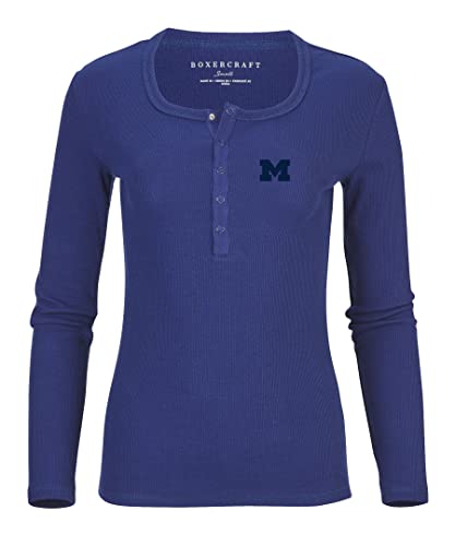 Boxercraft Women's University of Michigan Wolverines Harper Henley, Navy, M