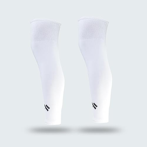 Image of Mizaki Anti-Slip Football Socks and Leg sleeve Combo Pack for Men & Women - Football Grip Stockings with Rubber Pad Grip Technology with UV Protection Leg sleeve
